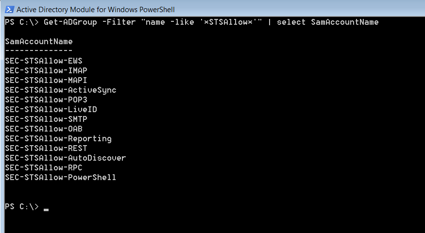 AD Groups for STS Controll